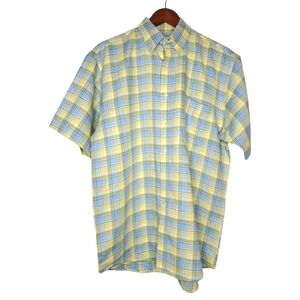 Jos. A. Bank Men 100% Linen Short Sleeve Button-down Plaid Shirt Size M